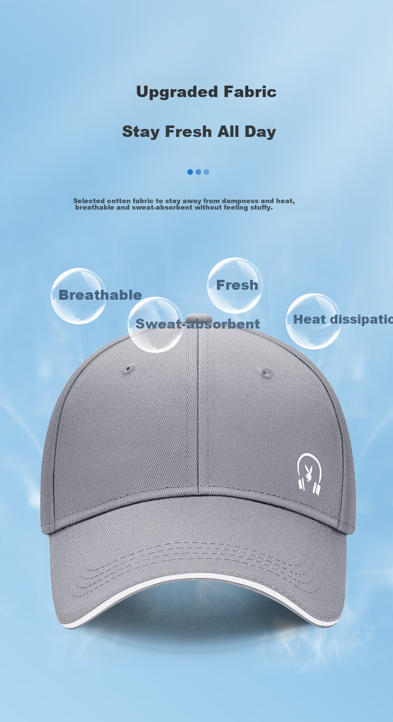PLAYBOY Baseball Cap for Men, All-Season Visor Hat, Sun Hat, UV Protection, Breathable Fishing Hat, Gray 5