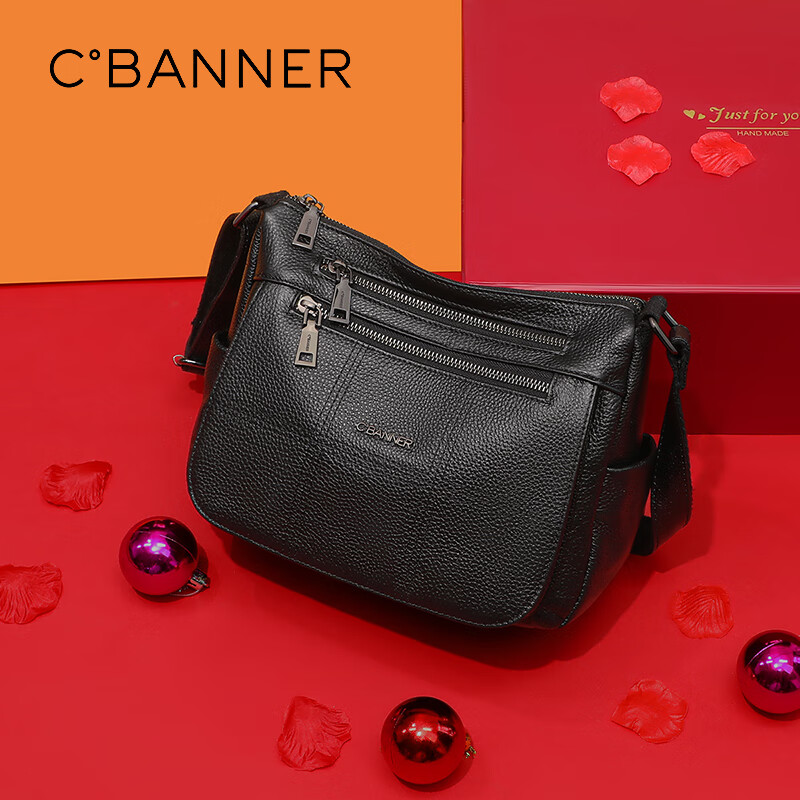 C.BANNER Leather Handbag, Women's Crossbody Bag, Large Capacity, Middle-Aged Mom's Shoulder Bag, Birthday And Mother's Day Gift, Practical Present for Mom