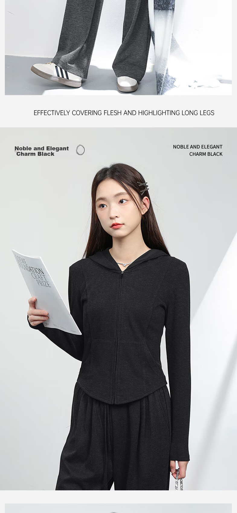 MJ STYLE Faux Cashmere Hooded Slim-Fit Cardigan Jacket for Women, New Spring And Autumn 2026 Short Style Waist-Cinching Slimming Elegant Versatile Top 15