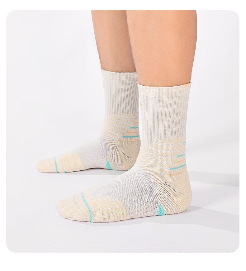 KELME Adult Basketball Socks Training Competition Thickened Breathable Wear-Resistant Non-Slip High Tube Socks White Black XL (44-48) 2