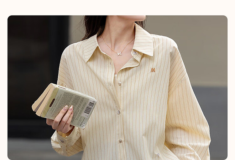 Dme [Design Sensation Two-Way Wear] Spring Minimalist Letter Embroidery Shirt, Striped Comfortable Slimming Blouse, Women's Top 3