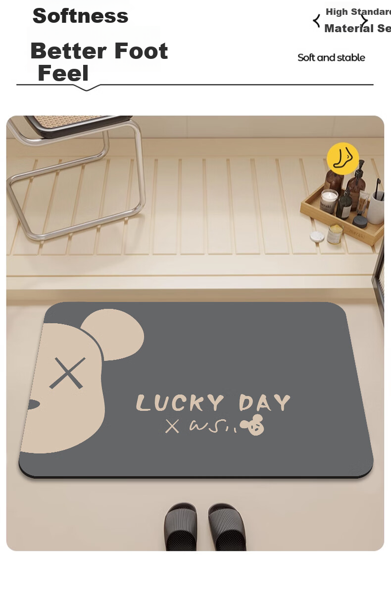 Zunchao Bathroom Mat, Absorbent Non-Slip Foot Mat for Entrance, Quick-Drying Doormat for Home Use, 60*90cm 4