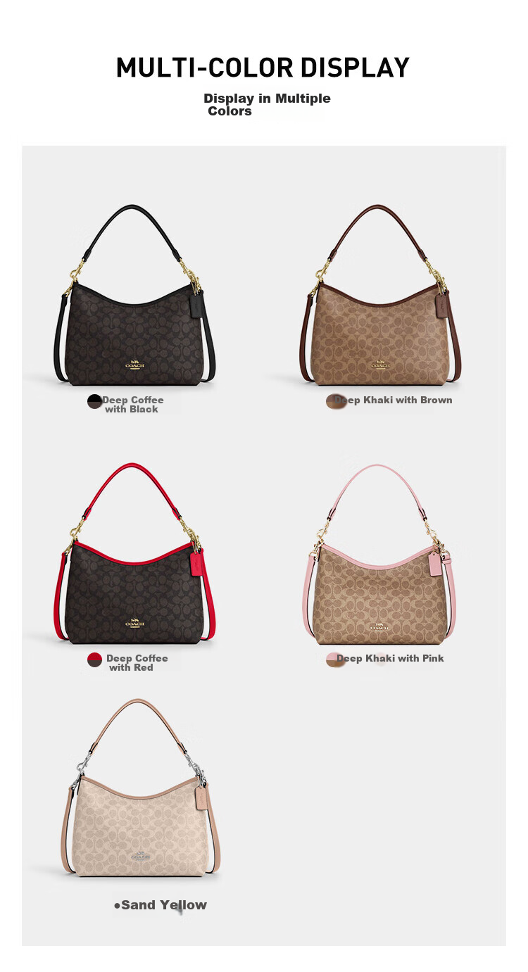 COACH [Brand Direct Supply] Women's LAUREL Medium Shoulder Tote Bag in Khaki Brown CV975 Gift 1