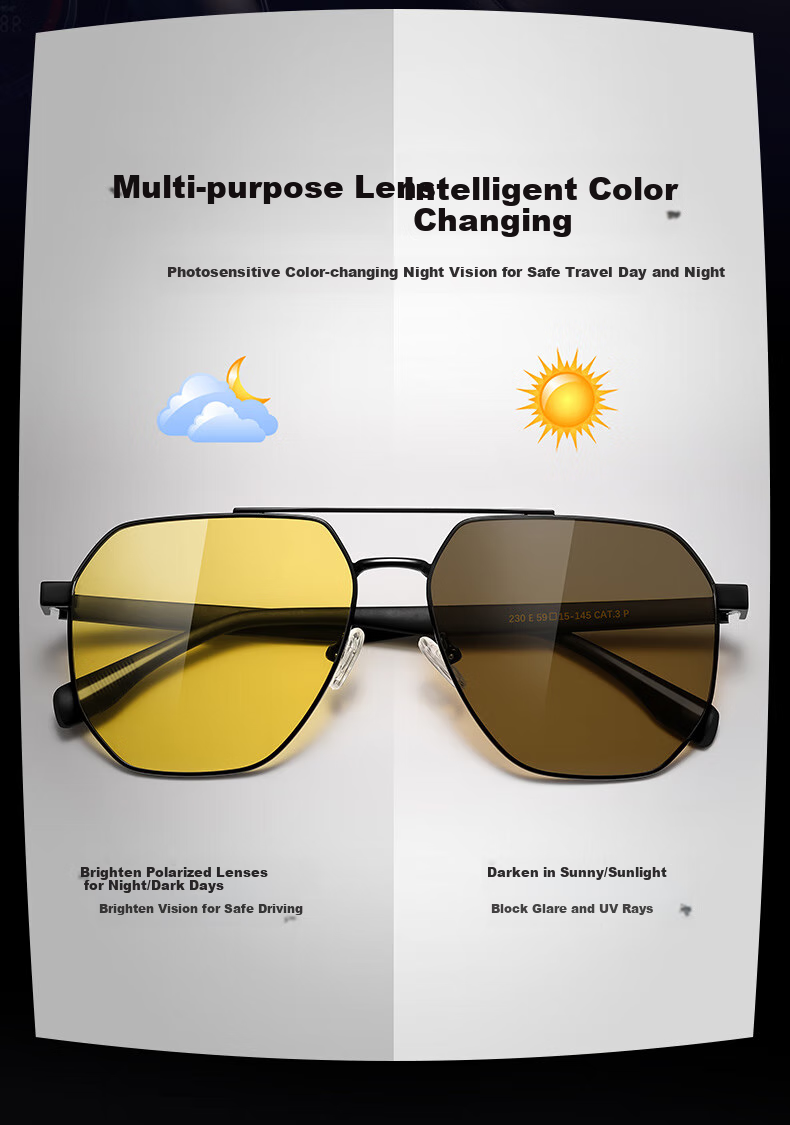 HLA Carbon Fiber Day And Night Polarized Sunglasses, Photochromic Sun Protection Glasses for Men, Specialized Night Driving Night Vision Glasses 4