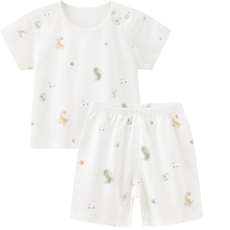 Guaiqixiong Baby Short-Sleeve Shorts Two-Piece Set, Summer Thin Pure Cotton Home Wear Clothes And Pants, Children's T-Shirt