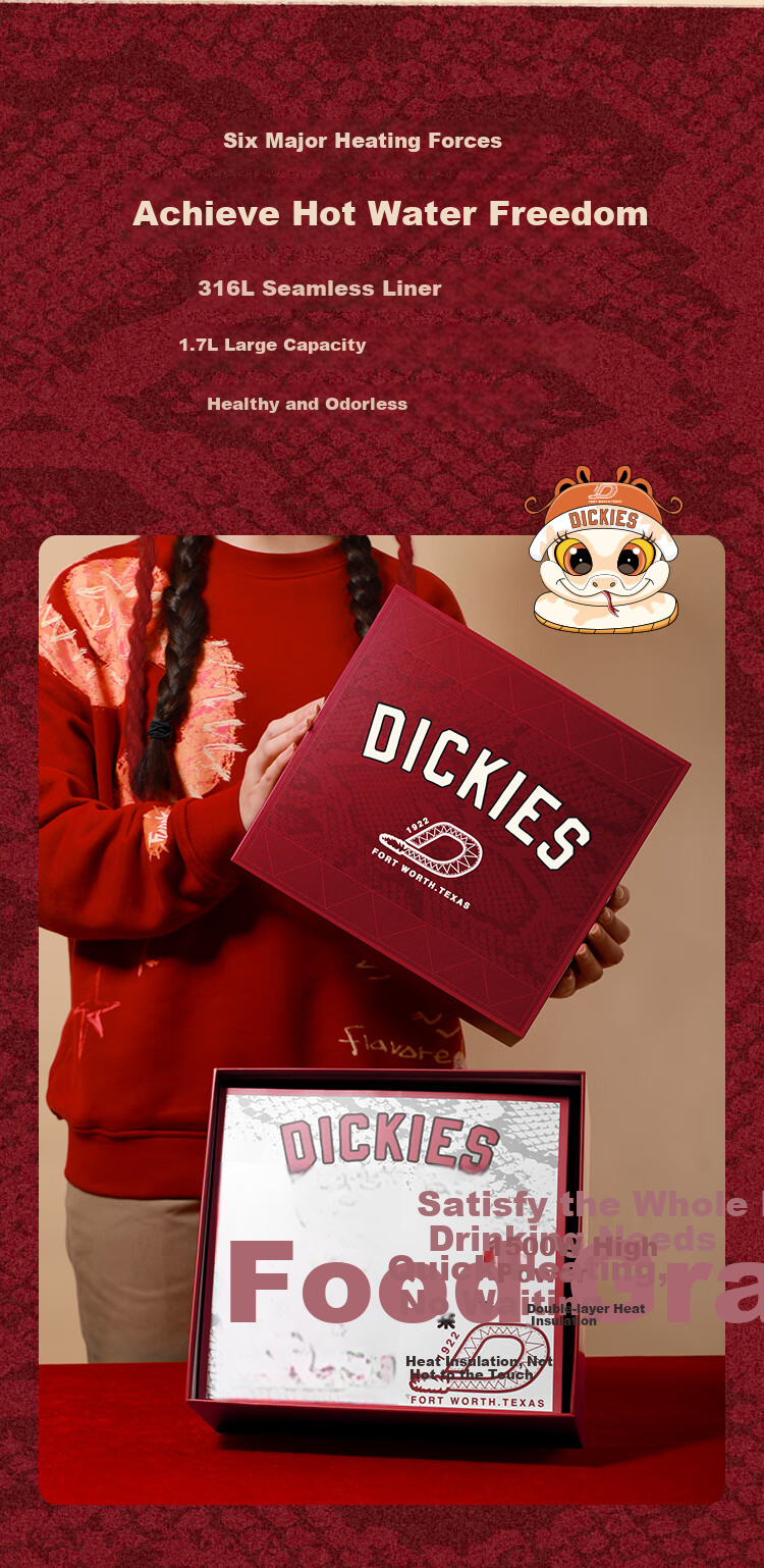 Dickies Student Watch, Snake Year Limited Edition, Creative Cartoon Quartz Watch, New Year Gift, Cross-Year Gift Box, CL-638 White 4
