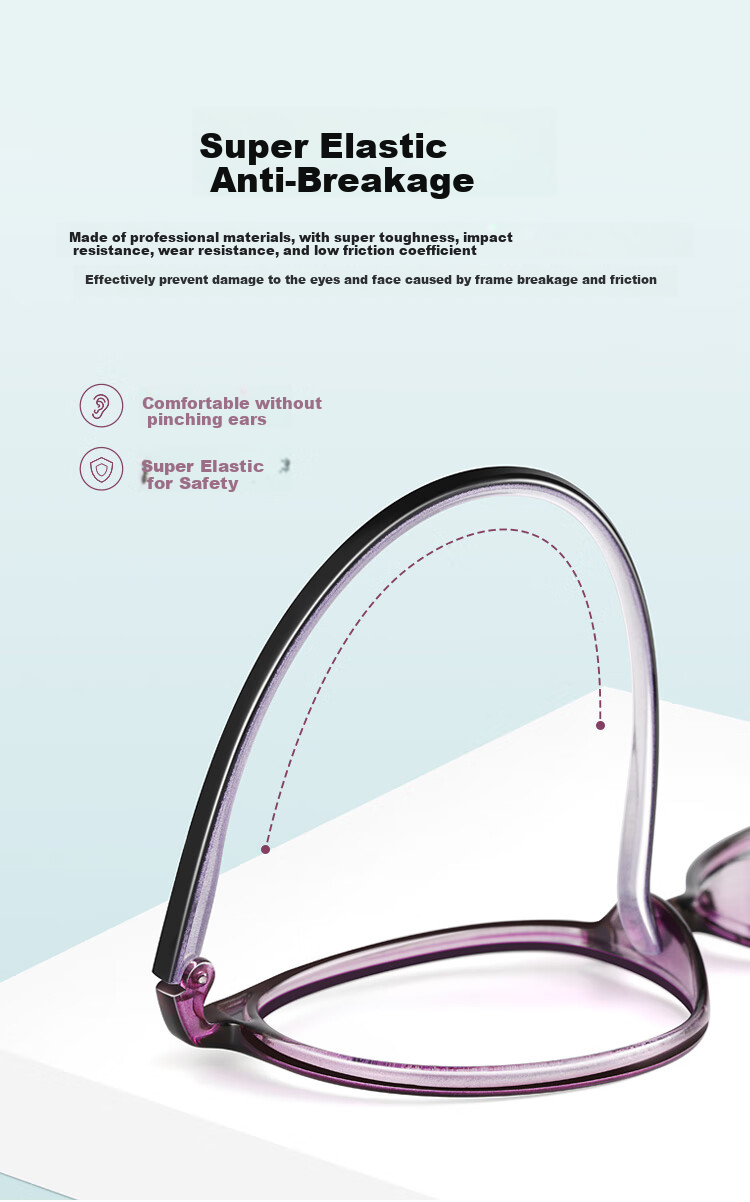 Mr. PuTian Anti-Blue Light Reading Glasses for Women, Fashionable High-Definition Presbyopic Glasses for Elderly, Purple, 100 Degrees (40-49 Years Old) 4