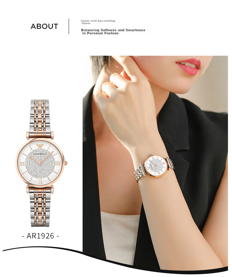 EMPORIO ARMANI Women's Watch AR1926, Starry Sky Diamond-Studded Quartz Watch, Women's Birthday Gift for Girlfriend 9