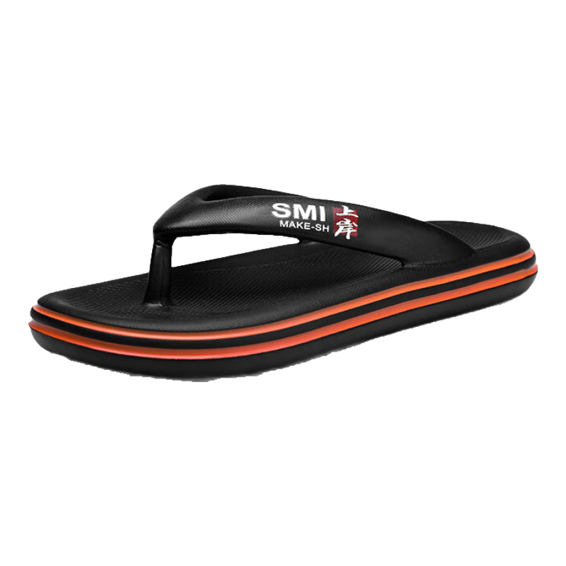 CARTELO Slippers Summer Men's Flip-Flops Casual Beach Shoes Sandals for Men 1567 Black Orange 40-41
