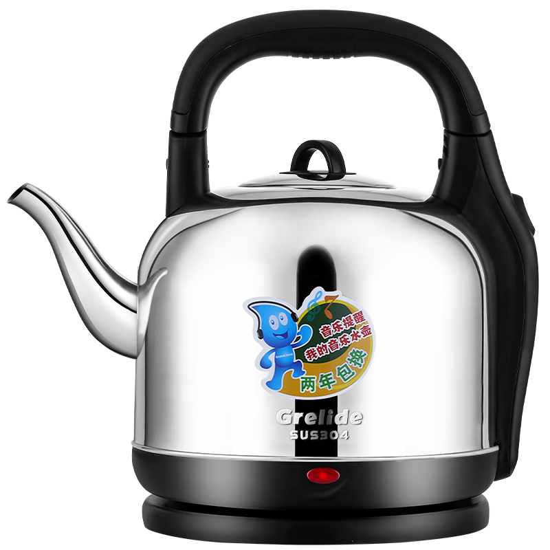 Grelide Electric Kettle with Music Reminder, Thickened 304 Stainless Steel, Large Capacity 5L, Automatic Shut-Off, Model 5001M