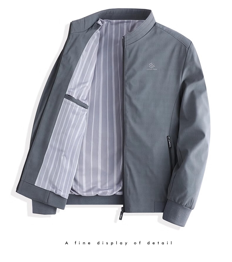 Baocaiyang Middle-Aged Dad Casual Jacket for Men, Spring And Autumn Stand-Up Collar Cadre Uniform Outerwear, Middle-Aged And Elderly Men's Clothing 5