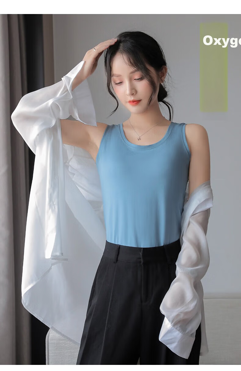 LangSha Camisole Tank Top for Women, Spring And Summer Elastic Sleeveless Undershirt, Inner Or Outer Wear, Slimming Top, Beautiful Back Undershirt 14