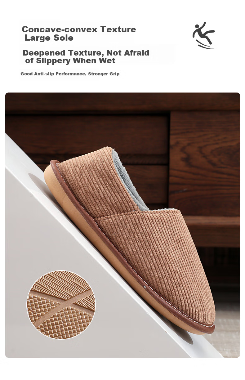 GUOLUOFEI Cotton Slippers for Men And Women, Indoor Home Non-Slip Soft Sole Fleece-Lined Warm Slippers, Wine Red, Size 34-35 7