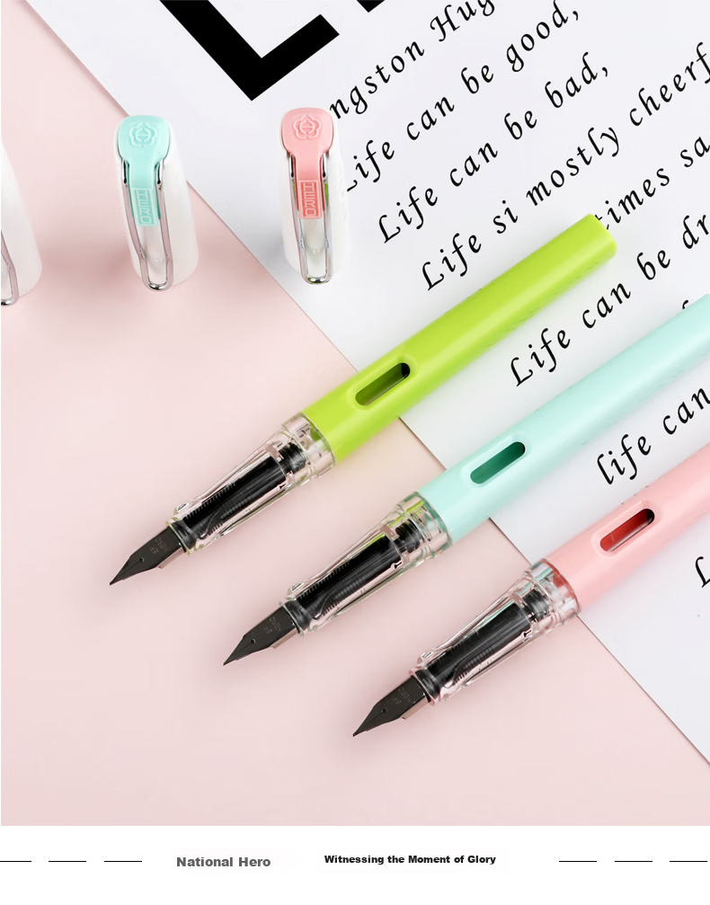 HERO Fountain Pen 9338A Magnetic Cap Gradient Light Green EF Nib Automatic Writing Practice Pen for Grade 3 Students 9