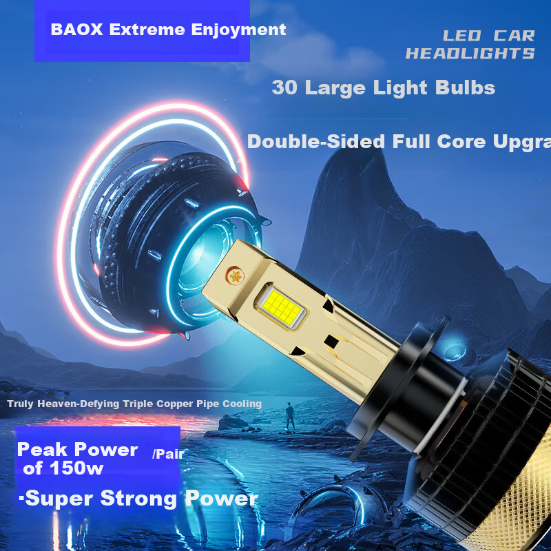 Baoxiang D1 Series, 150W High-Resolution Decoding, Premium LED Headlights, High Beam And Low Beam, Laser Concentration, Car LED Bulbs, H11/8/9