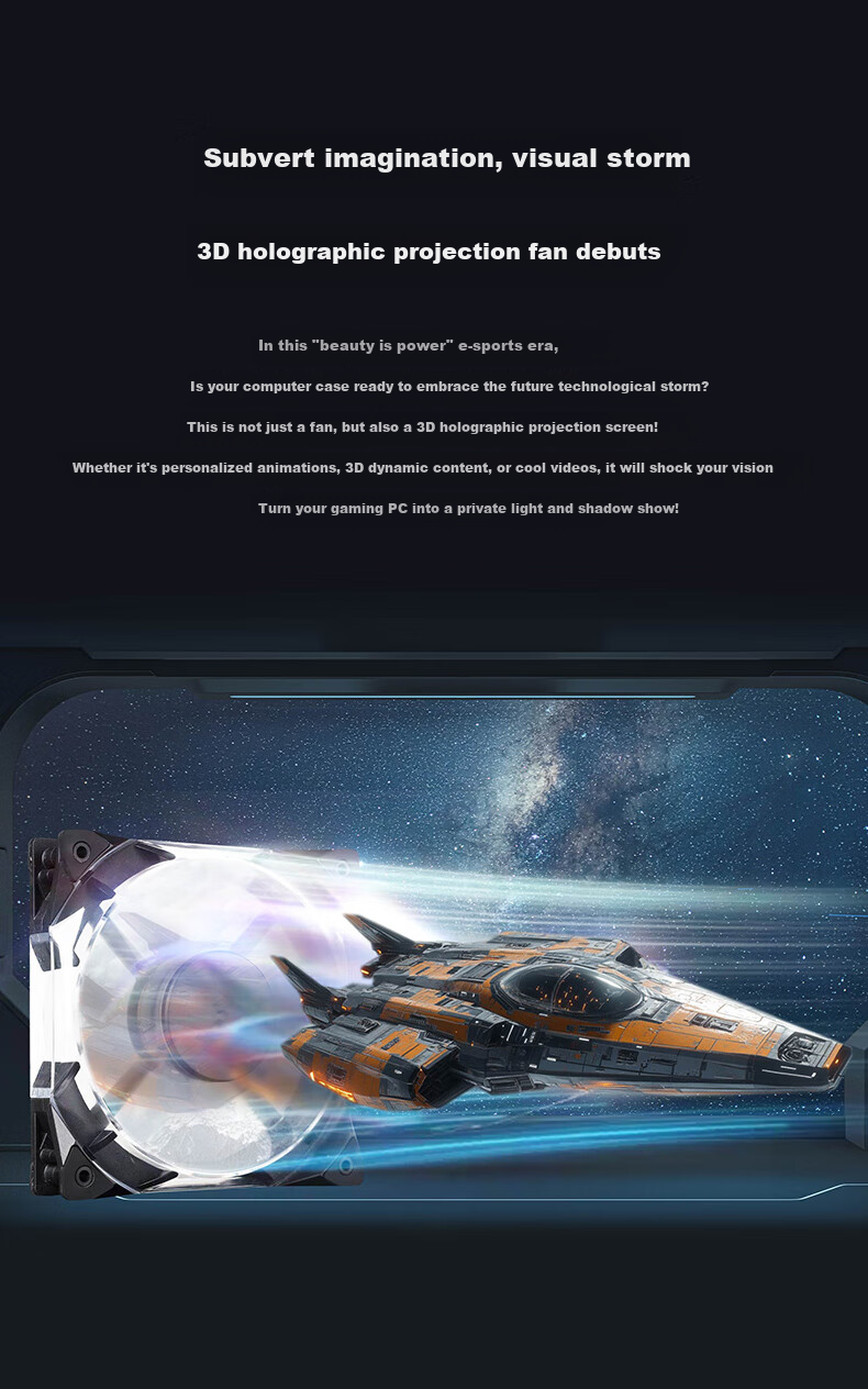 Apexgaming Magic Cool MC-120HG 3D Holographic Projection Fan / Customizable 3D Dynamic Image 2