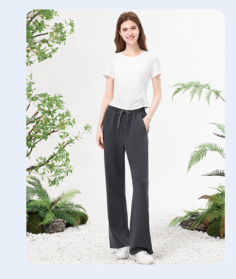 CAMEL Straight-Leg Knit Women's Pants Stretch Casual Sun-Protective Sports Trousers Y25BA0L6002 Phantom Black XXL 25