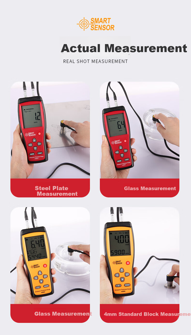 Xima AS853 Ultrasonic Thickness Gauge for Plastic And Metal Steel Plate Thickness Measurement, High-Precision Thickness Meter 9