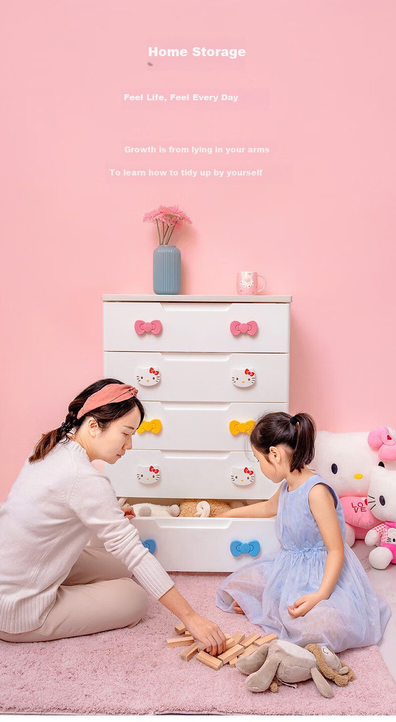 IRIS Storage Cabinet, Drawer-Style Simple Wardrobe, Five-Drawer Chest, Storage Cabinet, Toy Storage KITTY Cute 5-Layer Storage Cabinet 6
