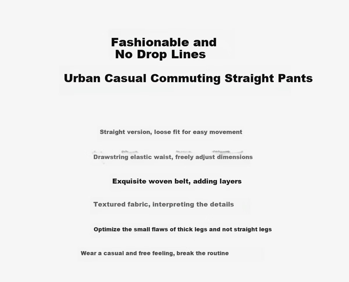 Chushen Spring And Autumn Casual Pants for Women with Elastic Waistband, Athletic Trousers, Textured Loose Straight-Leg Pants, Sweatpants S143K2024 2