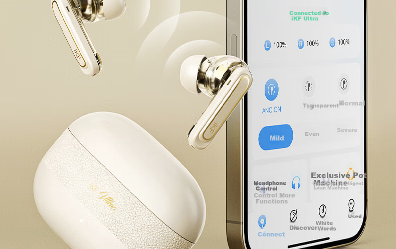 IKF Ultra Wireless Bluetooth Earphones with LDAC High-Quality Sound, ANC Active Noise Cancellation, In-Ear Design, Long Battery Life, 2026 New Model, New Year Gift, Cloud Rock White 37