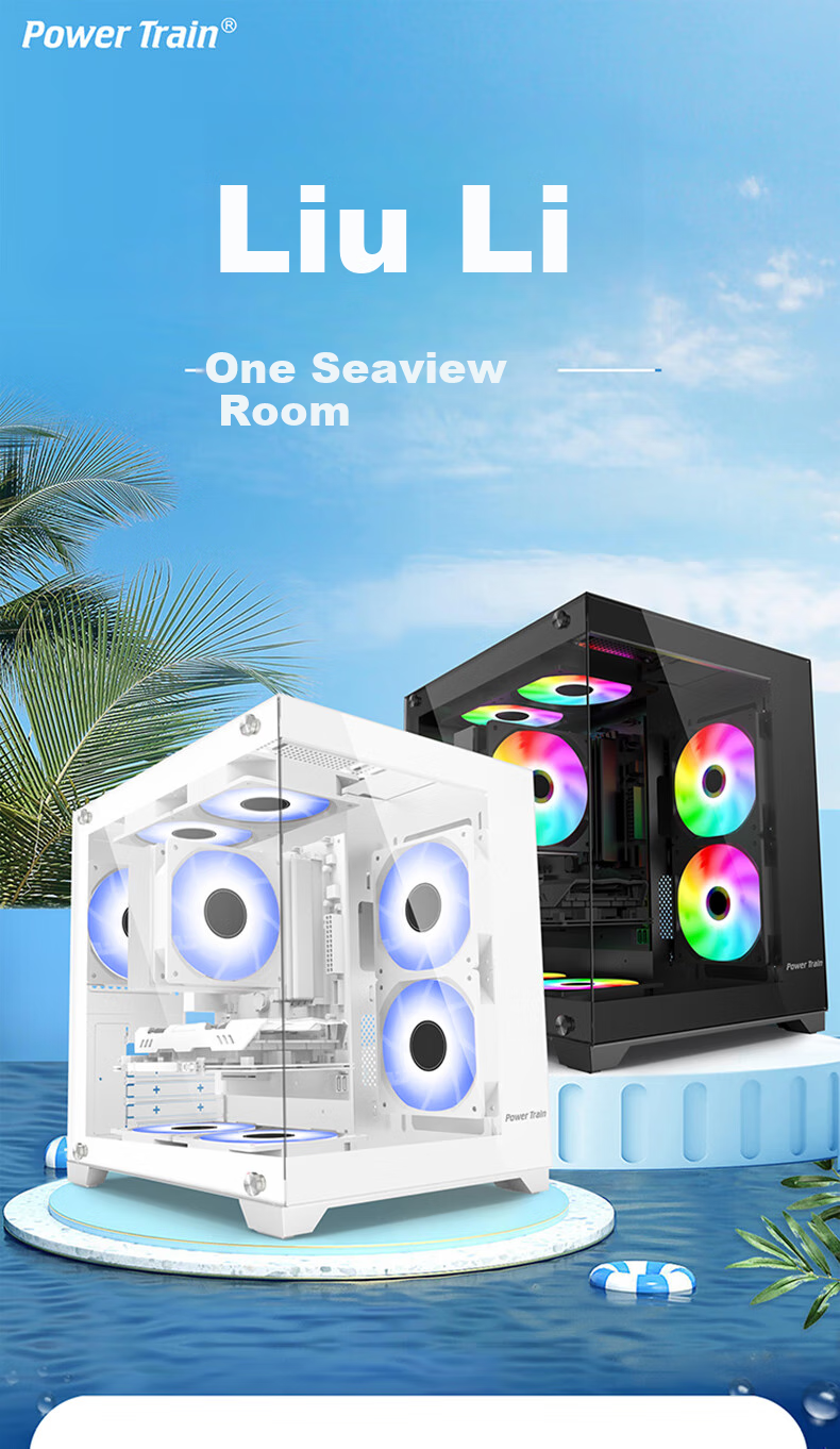 PowerTrain Zhenjie G3 Black ATX Tower Case with Tempered Glass Side Panel, 360mm Water Cooling Support, Desktop PC Chassis, GPU Length Limit 420MM 1