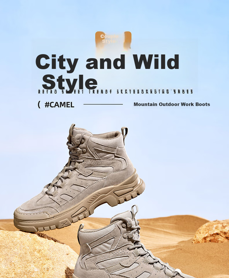 CAMEL Brand Outdoor Casual Hiking Shoes, Work Boots, Thick-Soled Martin Boots for Men And Women, P14W342609, Aiersha, Size 42 1