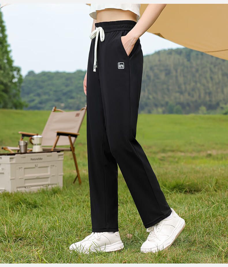 HERDE PEOPLE Muhuangzhe Casual Pants for Men And Women, Spring And Summer Lightweight Ice Silk Pants, Sports Straight-Leg Quick-Dry Breathable Long Trousers, Black, XL 10