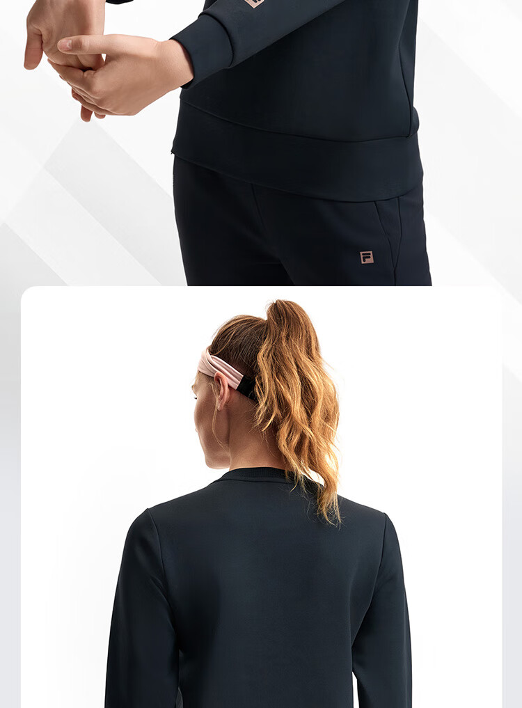 FILA Official Women's Pullover Hoodie, Autumn And Winter Fitness Sports Simple Basic Knit Top 8