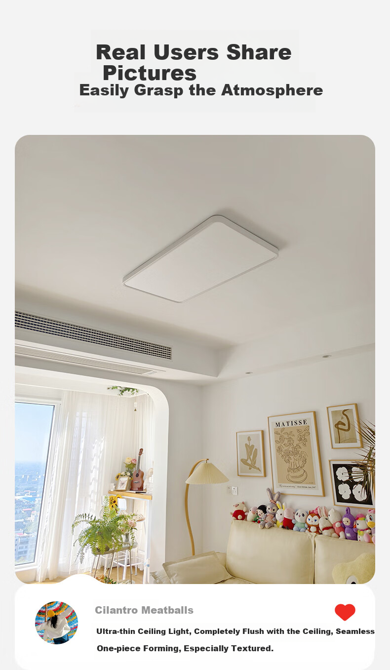 Jiandun Full-Spectrum Seamless Eye Protection Ceiling Light for Living Room, 4th Generation Pro Ultra-Thin Modern Minimalist All-Inclusive Price 18