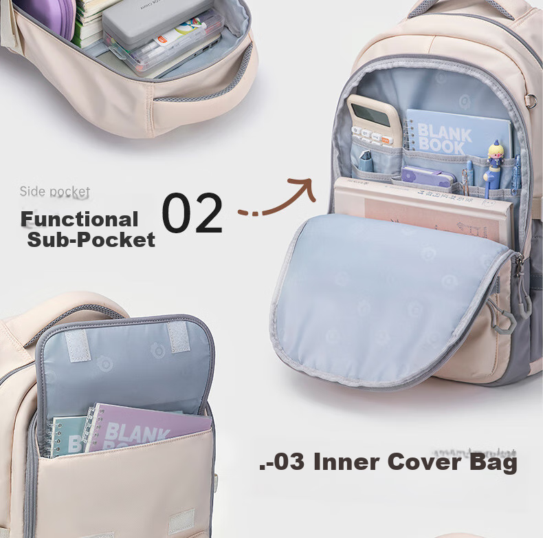 ZUONU Middle School Backpack for Girls And Boys, Lightweight Spine Protection High School Backpack with Large Capacity, Wear-Resistant And Tear-Resistant Travel Backpack Rice Dumpling Color 15