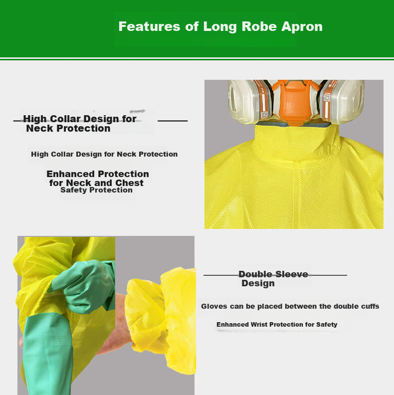 ALPHATEC Long Sleeve Laboratory Apron Reversible Chemical Resistant Apron Breathable Acid and Alkali Resistant Waterproof Long Work Apron 3000 Chemical Protection Robe Size M 1