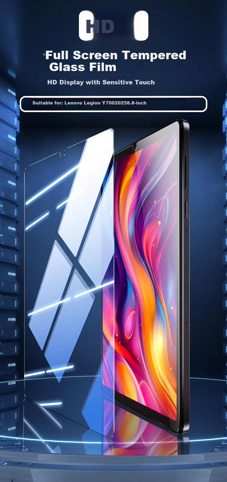 Freeson Tempered Glass Screen Protector for Lenovo Legion Y700 2025 Model/2023 Model 2/3/4 Generation 8.8-Inch Tablet, HD Clear Film, Anti-Scratch, Anti-Fingerprint, Glass Protective Film 1