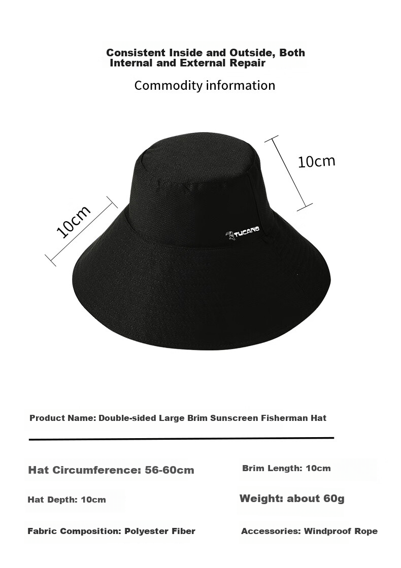 TUCANO Sun Protection Hat for Women, Summer Outdoor Sun Hat, Reversible Fisherman Hat, Face-Covering UV Protection Hat for Wome 5