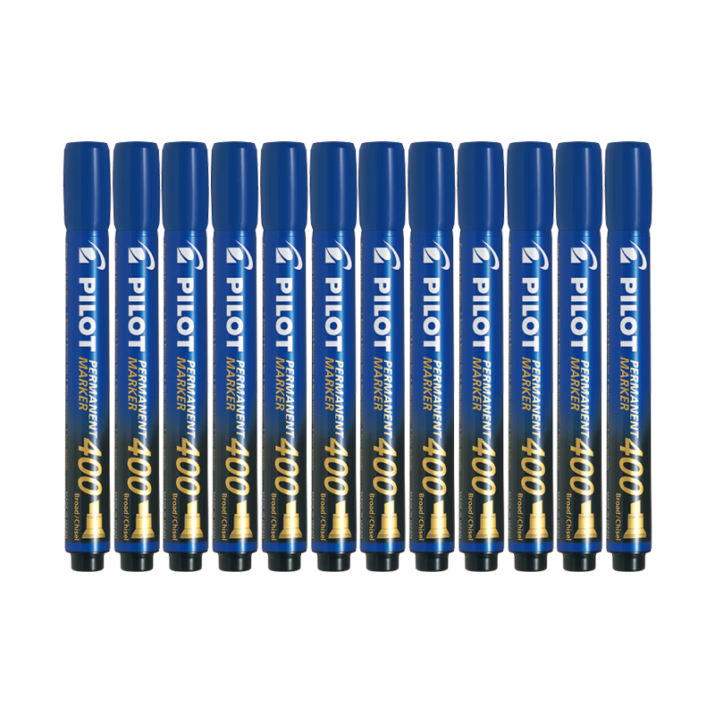 PILOT Oil-Based Marker Pen, Knife-Shaped Quick-Drying Marking Pen, SCA-400, B Tip, Blue, 12 Pieces