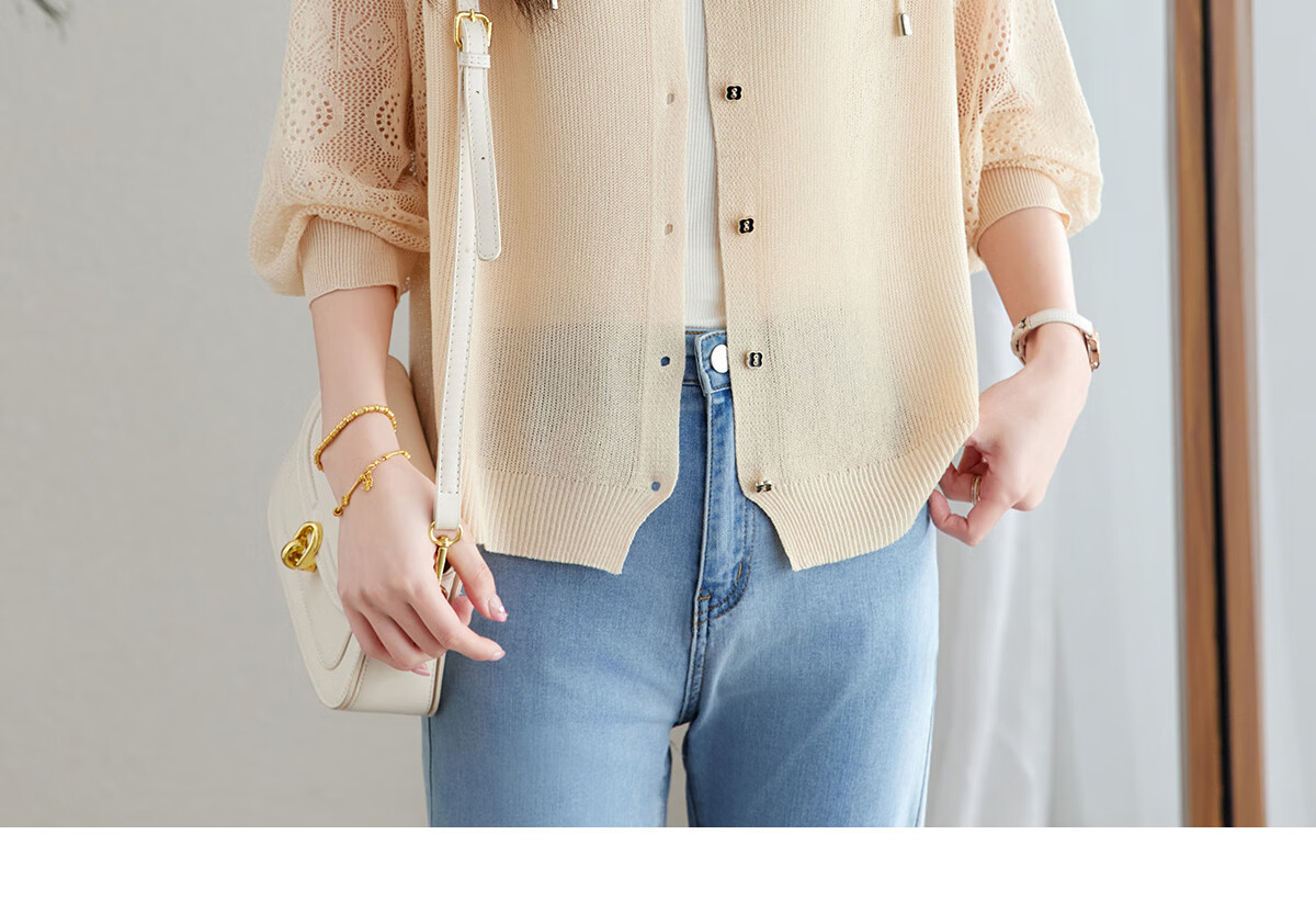 YUZHAOLIN Fashion Ice Silk Knit Cardigan for Women, Thin Outer Layer Short Loose-Fitting Shawl Y52D023 20