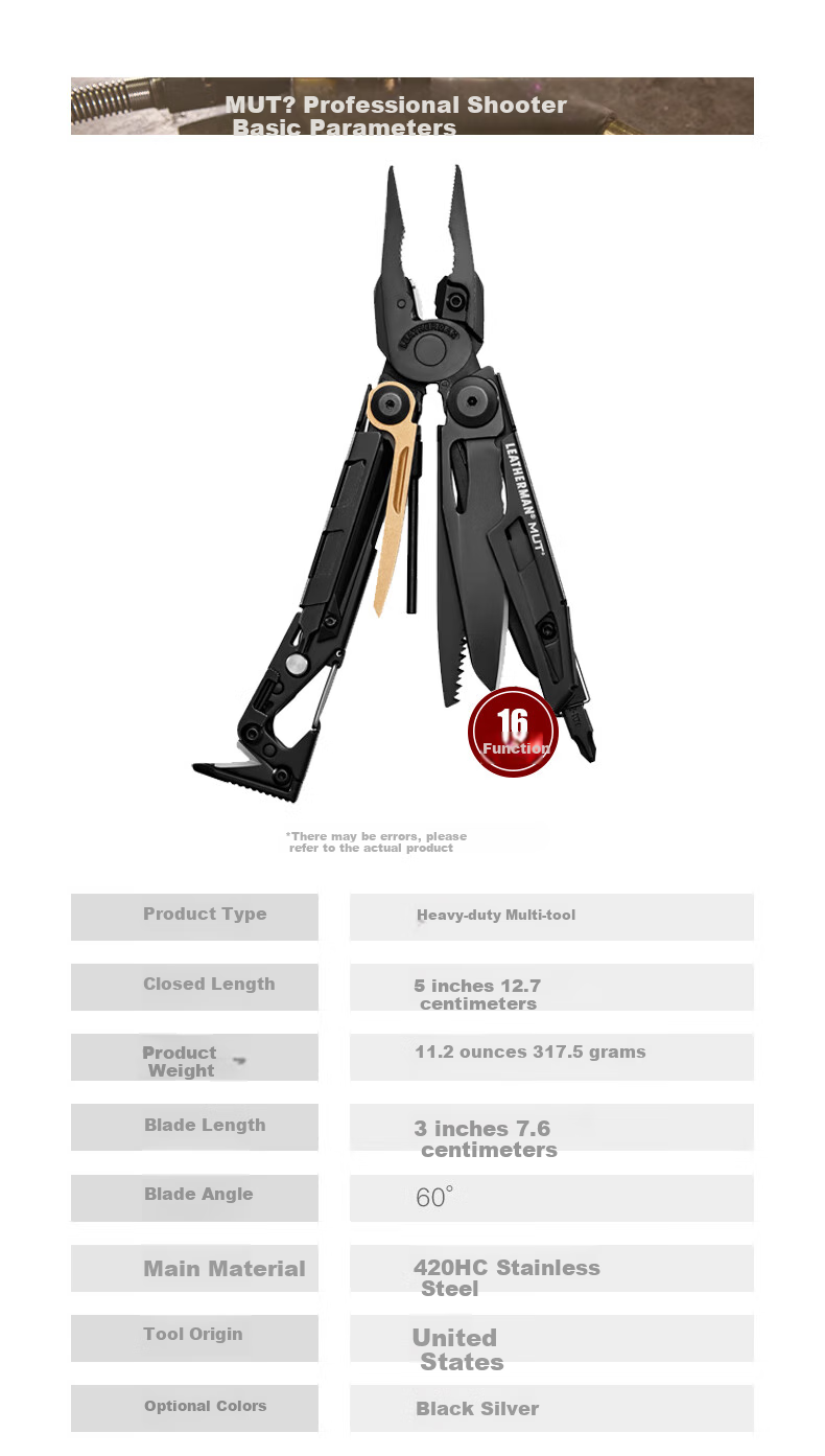 LEATHERMAN Professional Hunter MUT Tactical Tool Pliers, Multi-Functional Combination Pliers, Equipment Maintenance, Outdoor Tools 6
