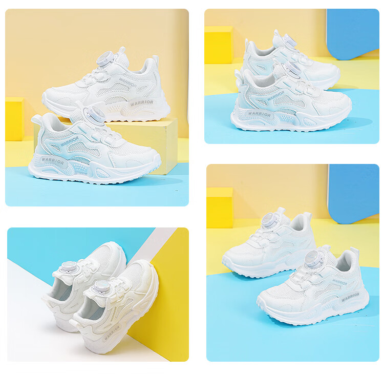 Warrior Children's Shoes, White Sneakers for Girls, Casual Shoes for Spring And Autumn, Soft-Soled Children's Sports Shoes WZ(CL)-0670 White/pink Size 36 4