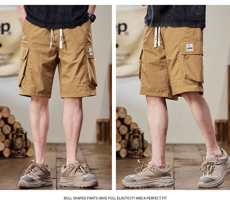 JEEP Ice Silk Quick-Dry Cargo Shorts for Men, Summer 2026 Lightweight Casual Mid-Length Pants, Men's Shorts 13