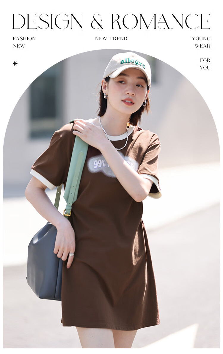 Dme [Low-Cut Dress] Summer Round Neck Short-Sleeve Dress with Hollow-Out Waist Desig 1