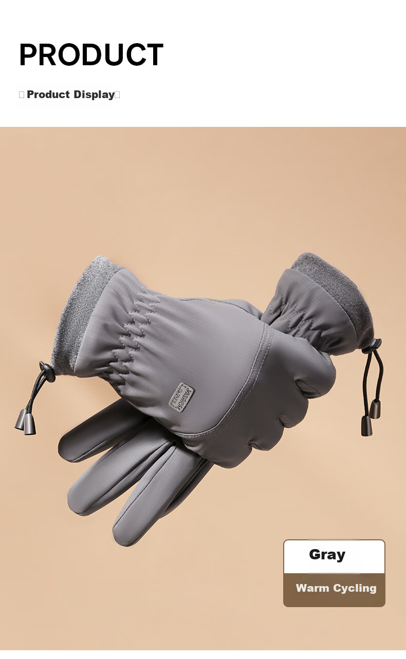 MiiOW Men's Winter Gloves for Skiing, Cycling, Warmth, Cold-Proof, Thickened, Fleece-Lined, Electric Bike Riding And Driving Gloves, New Year Gift 12