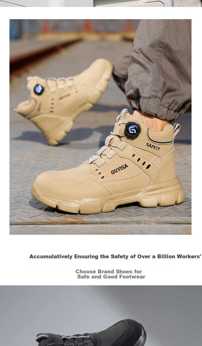 Fumeier Safety Shoes for Men, High-Top Steel Toe Cap, Anti-Smashing And Puncture-Resistant, Ultra-Light Comfortable Soft Sole Work Boots F078-1 Size 38 10