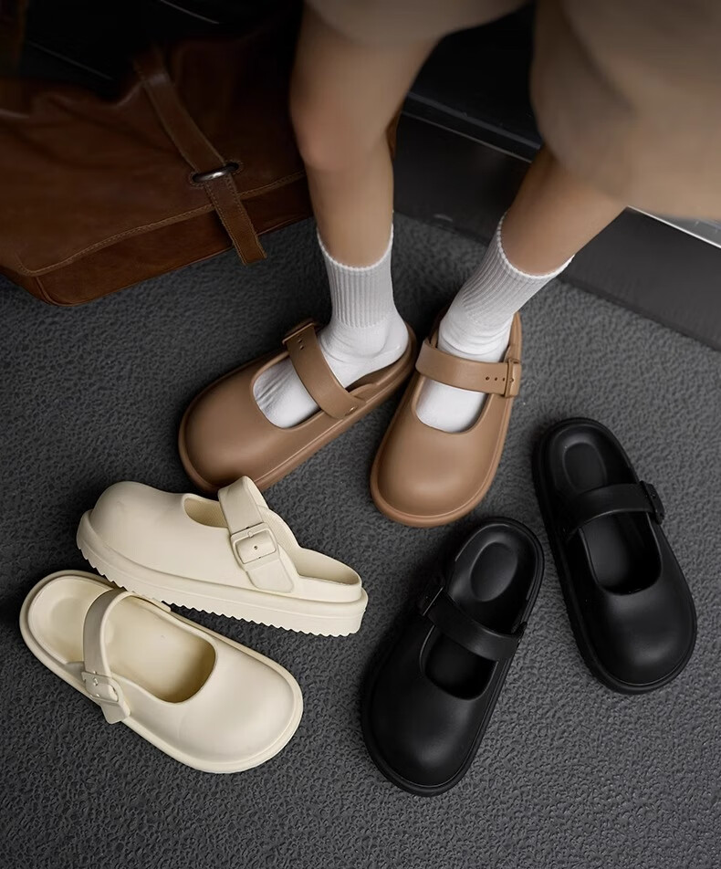 Sanli Baotou Slippers, Mary Jane Summer Outdoor Wear, Versatile Fashionable Retro Thick-Soled Non-Slip Sandals 8