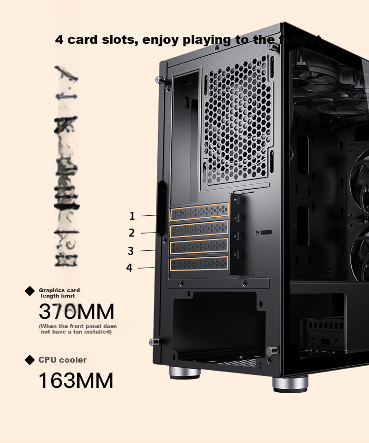 SAMA Pingtouge M7 Mini Compact Gaming PC Case, Front Panel Cutout for Cooling, Tempered Glass Side Panel, Supports M-ATX Motherboard, U3 Drive Bay, Cable Management, Power Supply Compartment 6