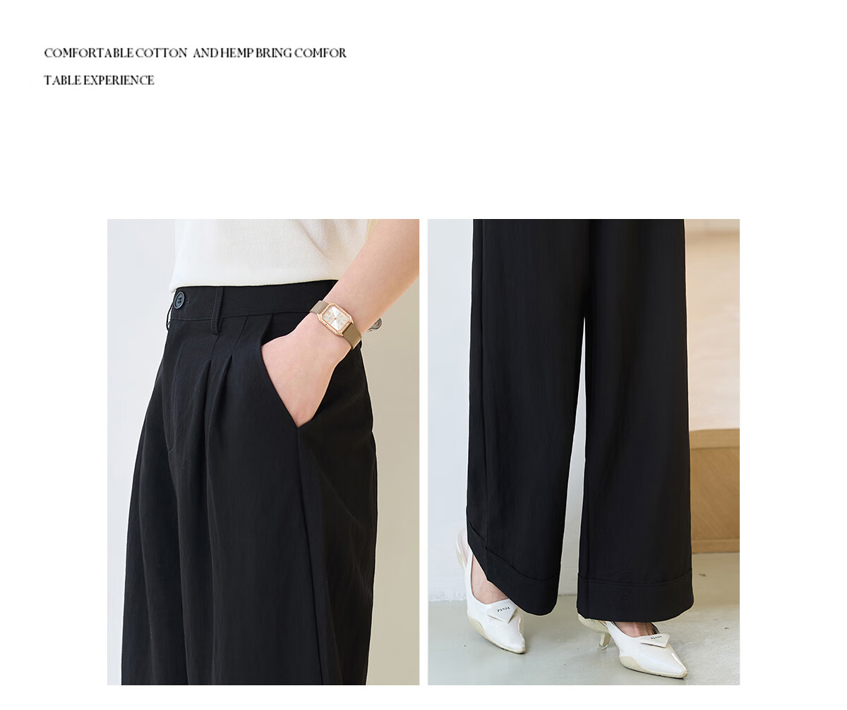 Chushen Spring And Summer Wide-Leg Pants for Women, High-Waisted, Height-Increasing, Straight-Leg, Loose-Fitting, Slimming, Relaxed Casual Long Pants S52X062 15