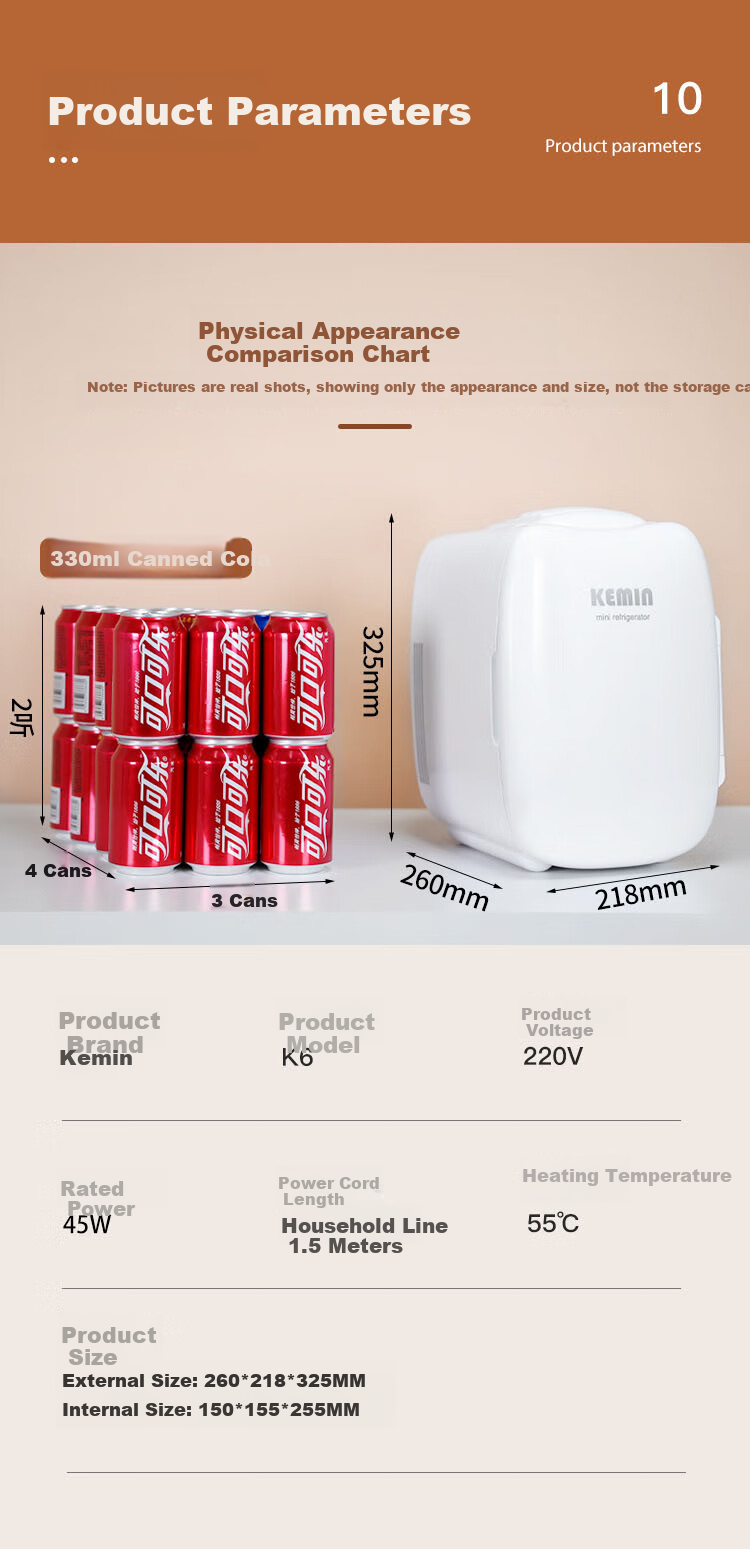 Kemin 6L Heating And Insulated Box, Mini Home Dormitory Office Cooler Cabinet, Small Refrigerator for Rental Apartments, Upgraded Versio 12