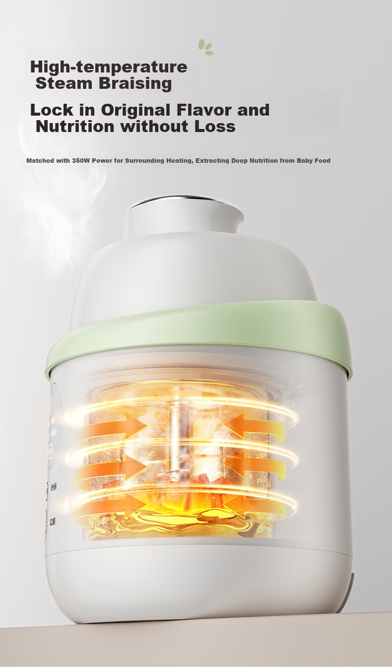 Bear Baby Food Processor Waterless Blending Steaming Cooking Multi-Function Age-Appropriate Puree Maker with Dual Cups 7