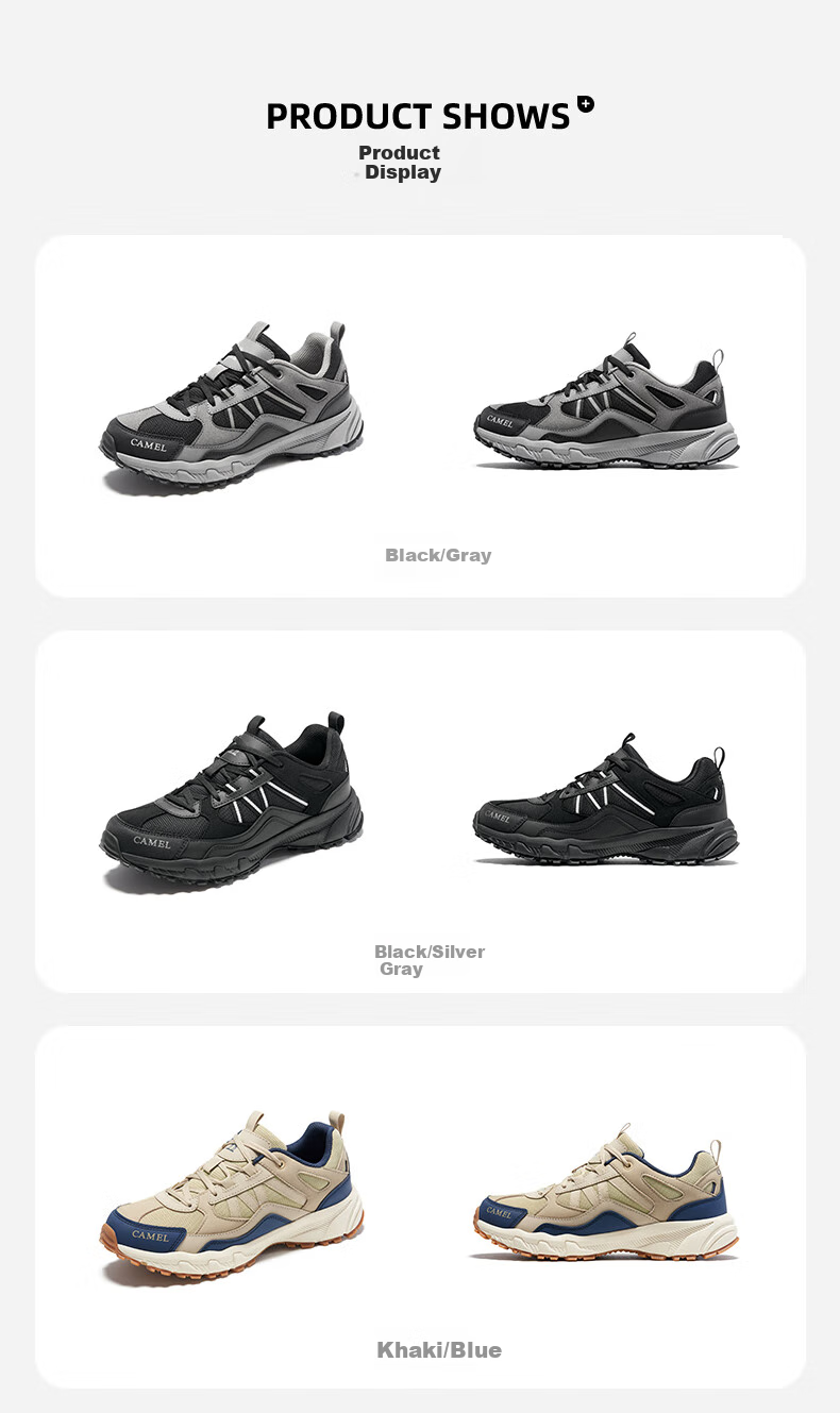 CAMEL [Panlong] Outdoor Hiking Shoes, Non-Slip, Wear-Resistant, Shock-Absorbing, Low-Top Breathable Sneakers FB12235182 2