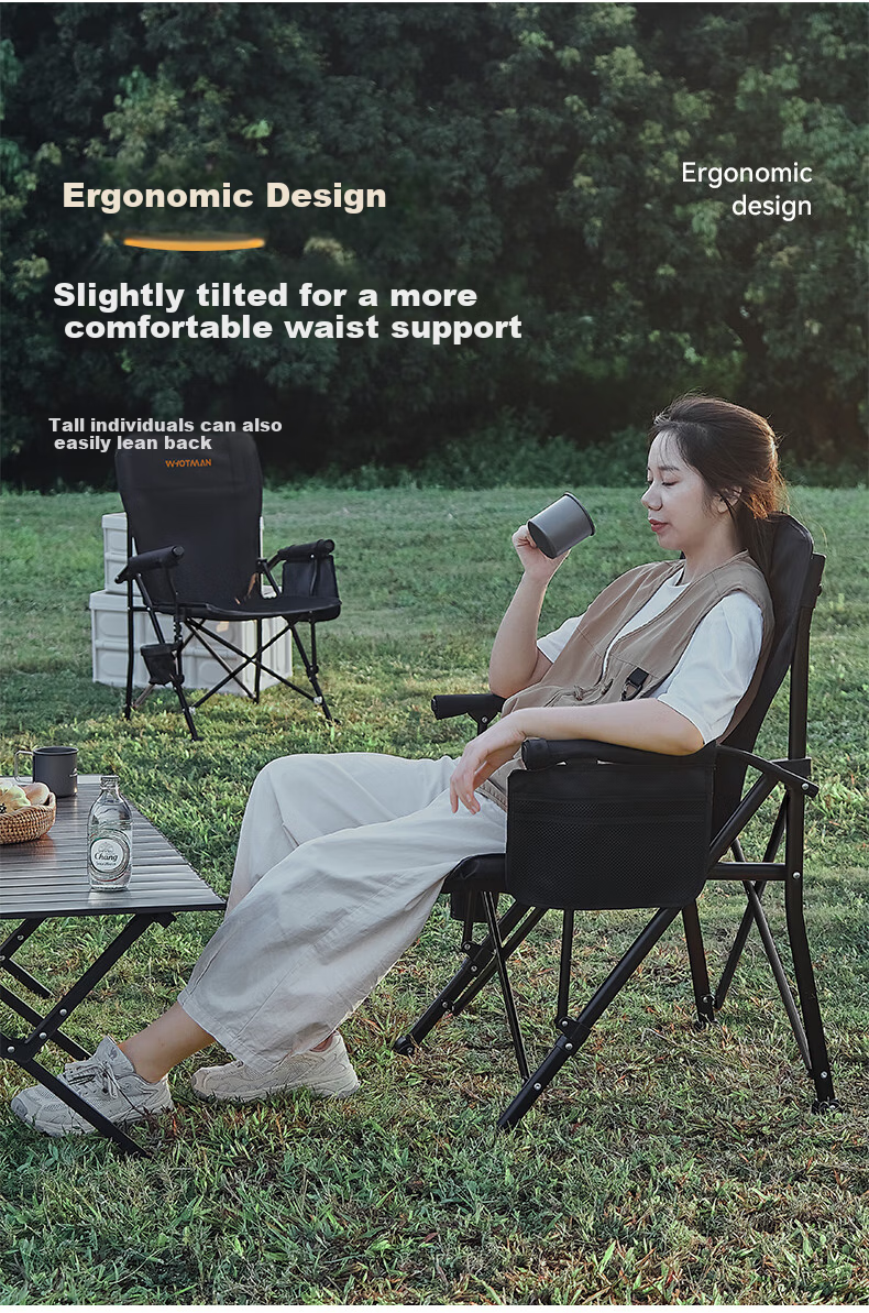 Woteman Outdoor Folding Chair with Armrests, Fishing Stool, Camping Equipment, Portable Table And Chair, Sketching Chair, 76372 2