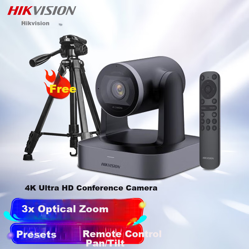 HIKVISION Conference Camera, 4K Ultra HD Live Streaming Camera, Auto Focus with Built-In Dual Microphones, 92° Wide-Angle Pan-Tilt Video Conferencing Solution V158